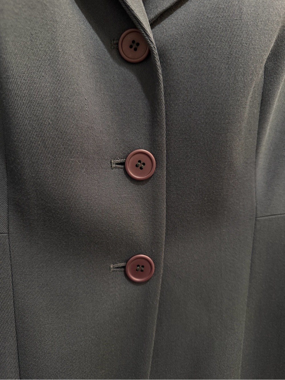 Vintage 90s Paradox Wool Longline Blazer Jacket Velvet Collar Slate Blue Size 8 - Picture 5 of 12